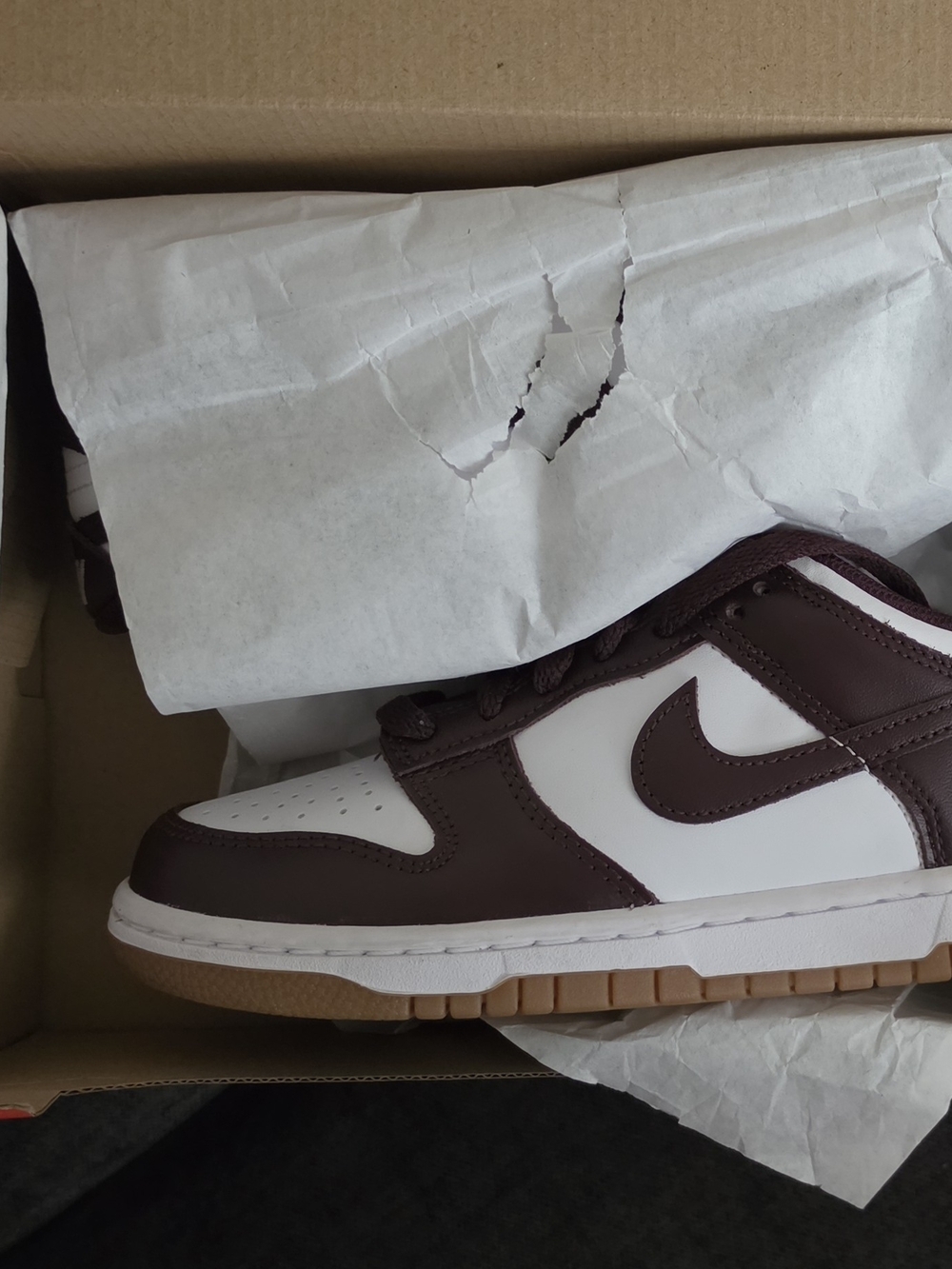 Nike Kids Dunk Low White and Burgandy Sneakers